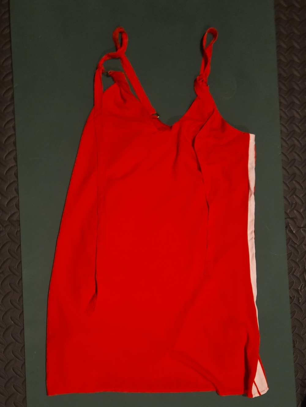 Red Slip Dress with White Side Accents